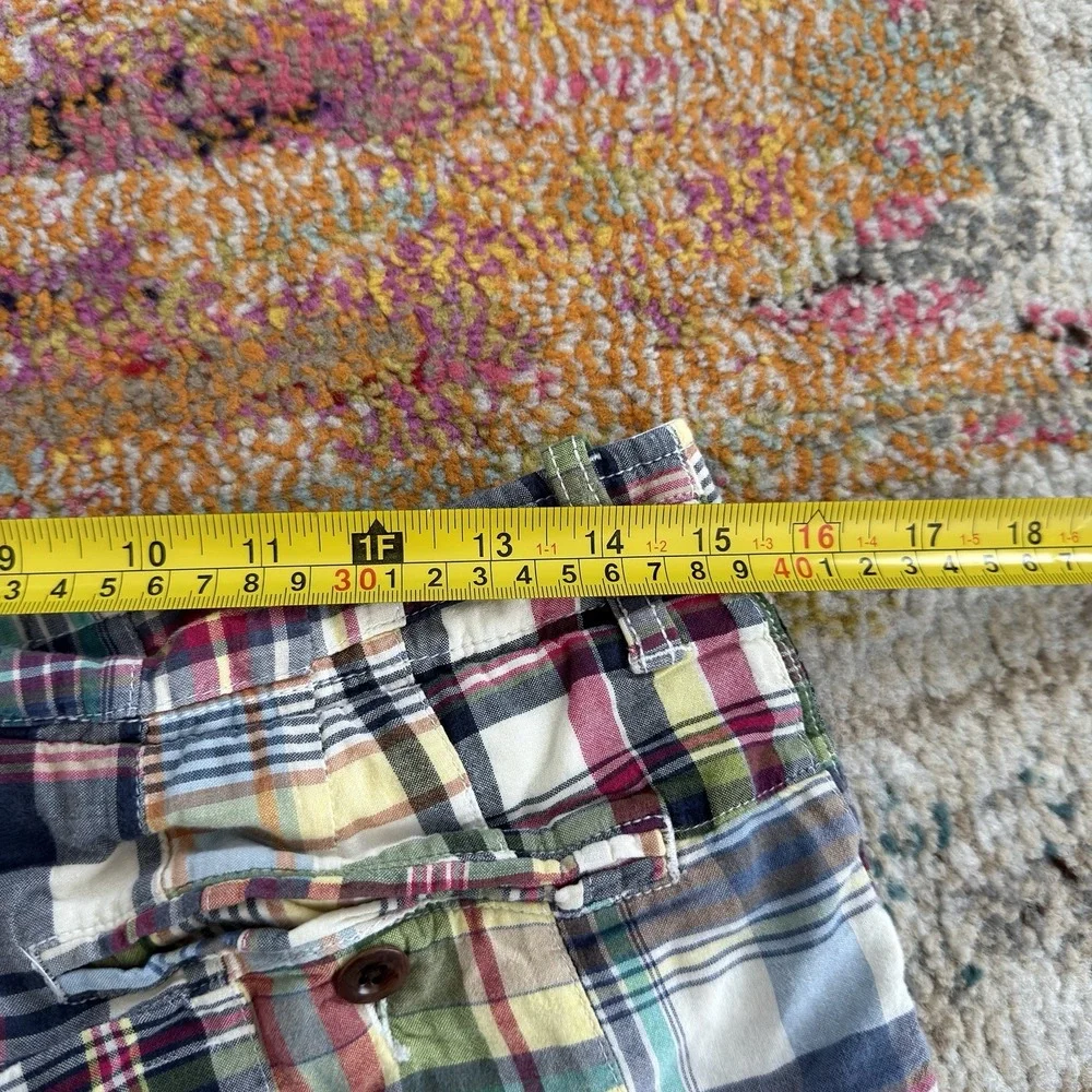 J.Crew Patchwork Plaid Madras Shorts Mens Size 30W Multicolor Preppy Y2K
